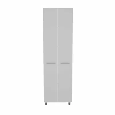 Homezia 78" Modern White Pantry Cabinet With Two Full Size Doors