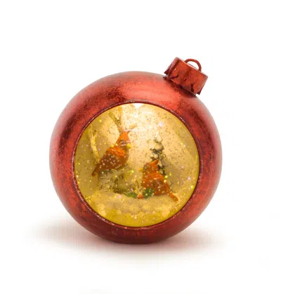 Houzbling Lighted Musical Snow Globe Cardinals Ornament 6.25"h Plastic/glass