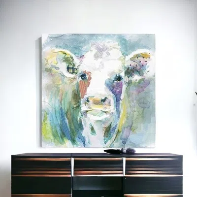Homezia 30" X 24" Watercolor City Lights On The Horizon Canvas Wall Art