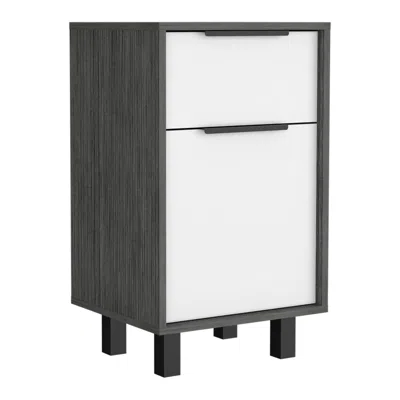 Homezia 28" Gray One Drawer Faux Wood Nightstand With Storage