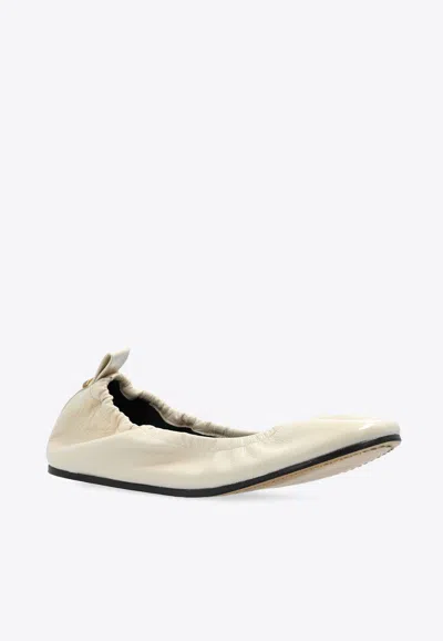 Isabel Marant Ballerina Shoes Leather Textured Finish In Ecru