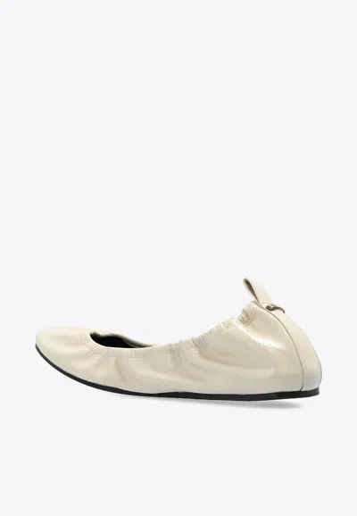 Isabel Marant Ballerina Shoes Leather Textured Finish In Ecru