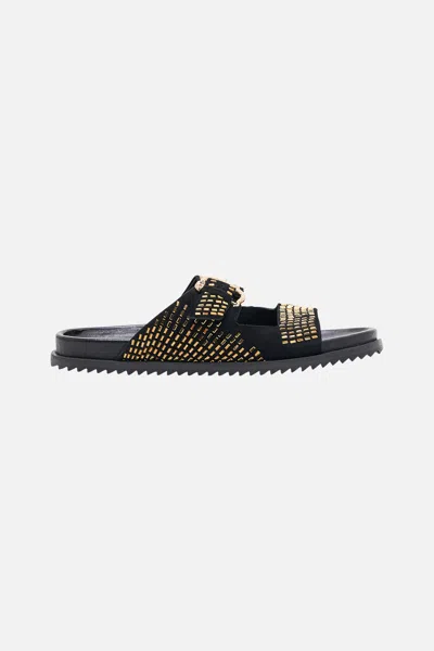 Camilla Alisa Snake Buckle Sandal Solid Black