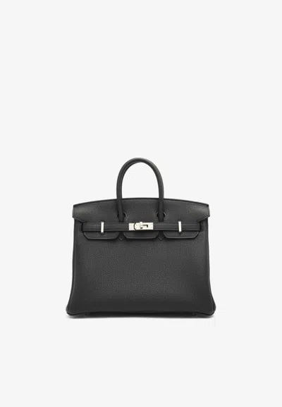 Hermes Birkin 25 In Black Togo Leather With Palladium Hardware In Black