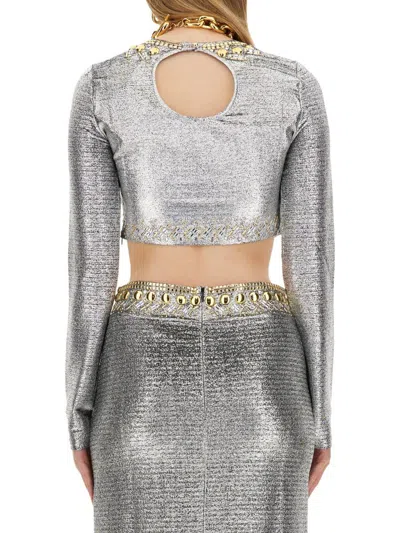 Shop Rabanne Top Cropped In Silver