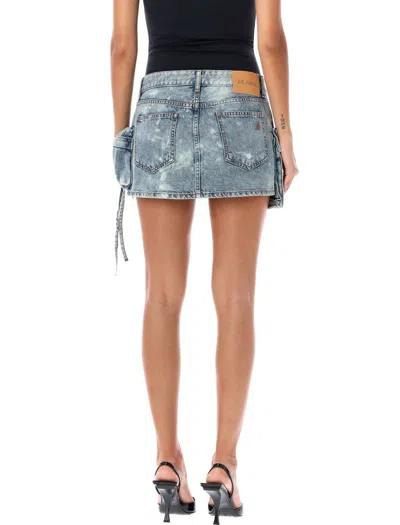 Attico Fay Bleach-wash Mini Skirt In Blue Bleached