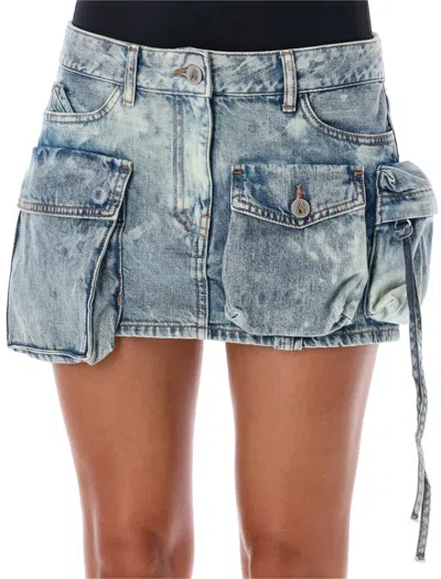 Attico Fay Bleach-wash Mini Skirt In Blue Bleached
