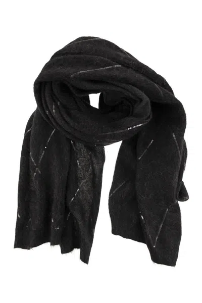 Shop Brunello Cucinelli Scarf With Micro-sequins In Anthracite