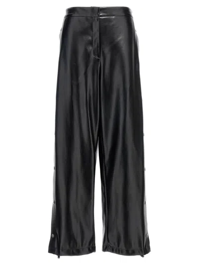 Stella Mccartney Wide Leg Elastic Waistband Trousers With Shiny Finish In Black