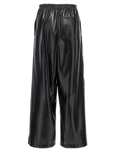 Stella Mccartney Wide Leg Elastic Waistband Trousers With Shiny Finish In Black