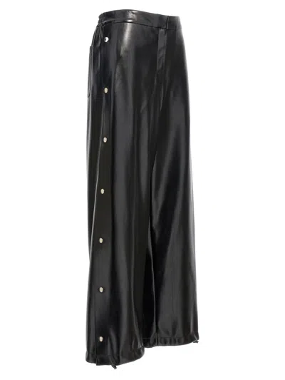 Stella Mccartney Wide Leg Elastic Waistband Trousers With Shiny Finish In Black