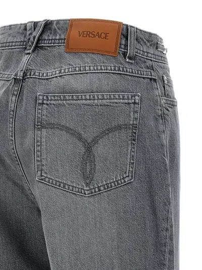 Shop Versace 'medusa '95' Boyfriend Jeans In Gray