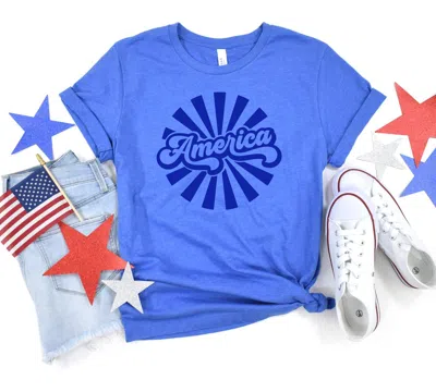 123 Amore Retro America Graphic Tee In Blue In Blue