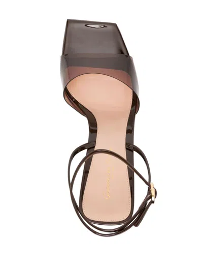 Gianvito Rossi Cosmic Leather-trimmed Tpu Sandals In Brown