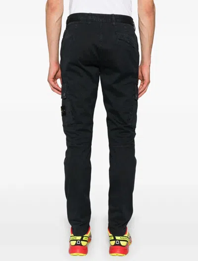 Stone Island Cotton Cargo Trousers With Pockets In Black