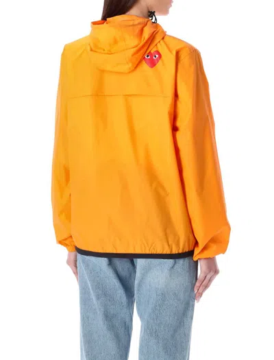 Shop Comme Des Garçons Play Waterproof Hooded Jacket In Orange