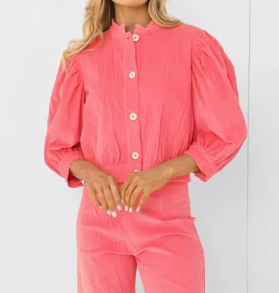 Never A Wallflower Button-down Jacket In Pink Corduroy In Multi