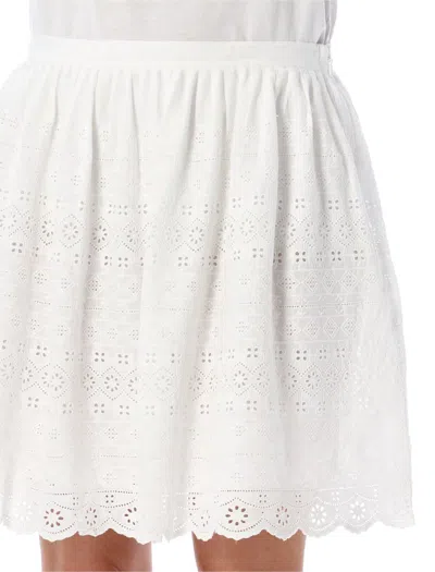 Shop Polo Ralph Lauren Eyelet Cotton Mini Skirt In White