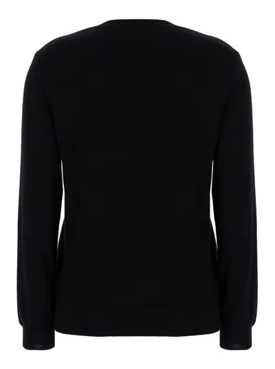 Apc A.p.c. Black Sweater With Tonal Logo Embroidery In Wool Woman In Black