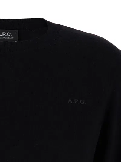 Apc A.p.c. Black Sweater With Tonal Logo Embroidery In Wool Woman In Black