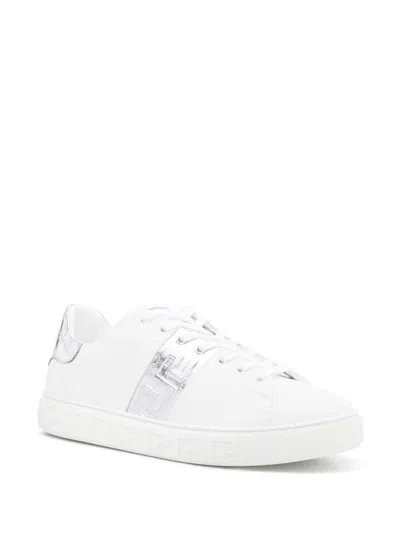 Shop Versace Sneakers In White/silver/palladium