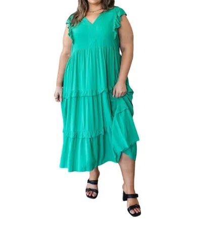 Entro Tiers In Heaven Tiered Midi Dress In Green In Green