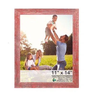 Homezia 11" X 14" Rustic Farmhouse Red Wood Frame
