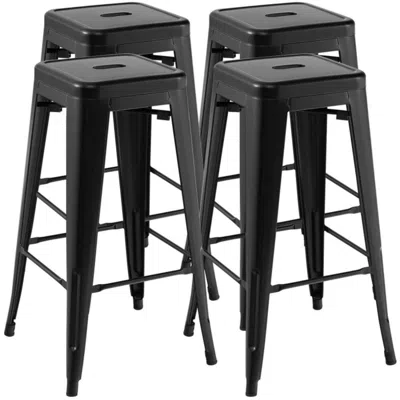 Hivvago 30 Inch Bar Stools Set Of 4 With Square Seat And Handling Hole-black