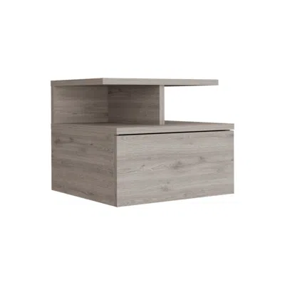 Homezia 12" Gray One Drawer Faux Wood Floating Nightstand
