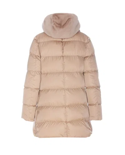Herno A-shape Down Jacket With Removable Faux Fur Hood In Pink