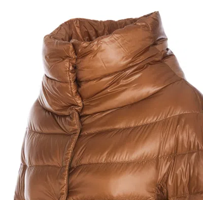 Herno Sofia Iconico Cropped Down Puffer Coat In Brown