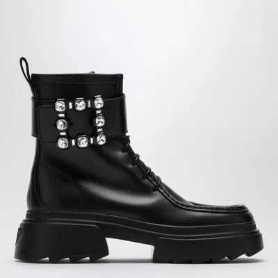 Roger Vivier Wallaviv Black Leather Boots In Black