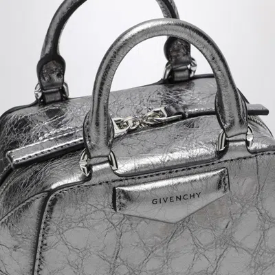 Shop Givenchy Silver Antigona Cube Nano Bag In Grey