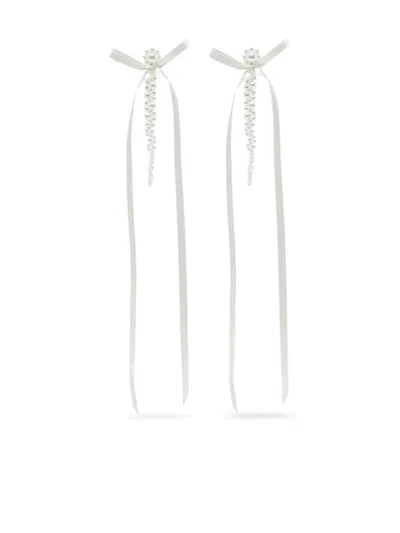 Simone Rocha Ribbon Bow Drip Earrings In White