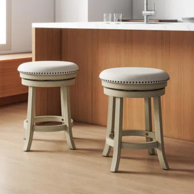 Hivvago 24/26 Inches Swivel Bar Stools Set Of 2 Wth Wooden Frame-24 Inches