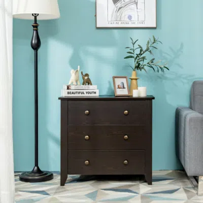 Hivvago 3 Drawer Dresser Chest Of Drawers Bedside Table-black