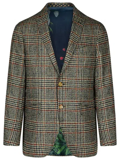 Etro Blazer In Beige Linen And Cotton Blend Men In Beige