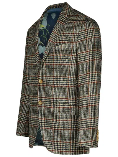 Etro Blazer In Beige Linen And Cotton Blend Men In Beige