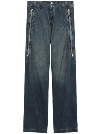 Mm6 Maison Margiela Straight Leg Blue Denim Trousers In Blue