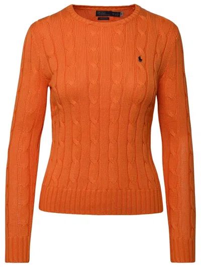 Polo Ralph Lauren Cable Knit Pullover With Ribbed Finish In Orange