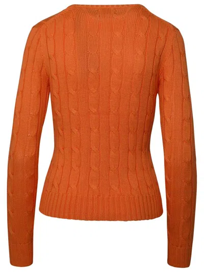 Polo Ralph Lauren Cable Knit Pullover With Ribbed Finish In Orange