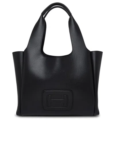 Hogan Small Leather Tote Bag With H-bag Style In Black