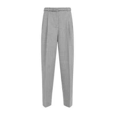 Jil Sander Tailored Check Trousers With Belt Clothing In Grey