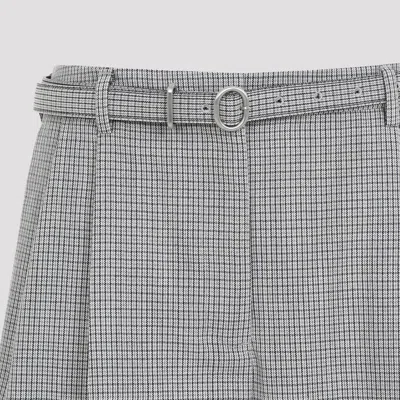 Jil Sander Tailored Check Trousers With Belt Clothing In Grey