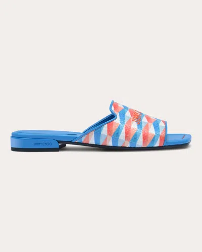Jimmy Choo Women's Nako Embroidered Printed Leather Sandal In Sky/sky Mix