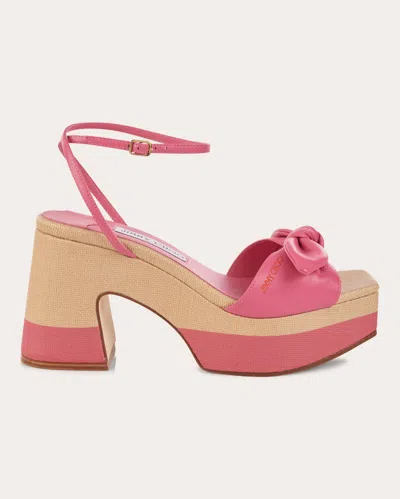 Jimmy Choo Ricia 95mm Platform Leather Sandals In Candy Pink/natural