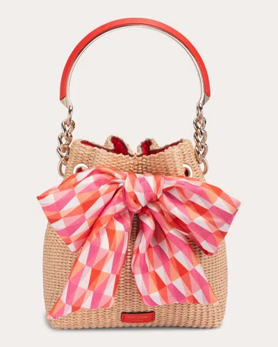 Jimmy Choo Bon Bon Bucket Bag In Natural/paprika/candy Pink Mix