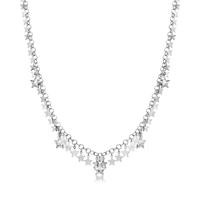 Ross-simons Italian Sterling Silver Star Drop Necklace In Multi