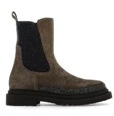 Brunello Cucinelli Chelsea Suede Ankle Boots With Precious Contour