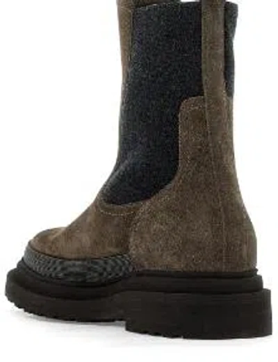 Brunello Cucinelli Chelsea Suede Ankle Boots With Precious Contour
